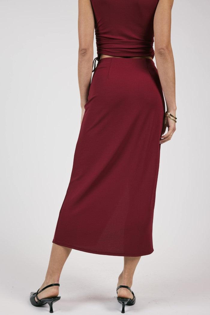 Fiery Spirit Pleateed Overlap Knit Midi Skirt Product Image