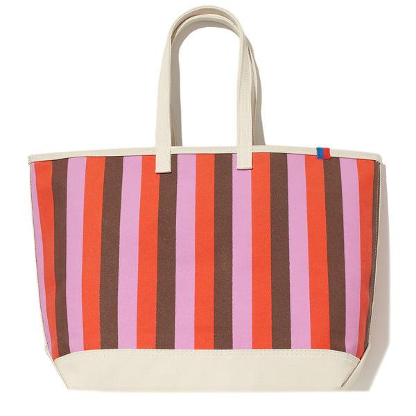 The Over the Shoulder All Over Striped Tote - Pink/Poppy/Walnut Product Image