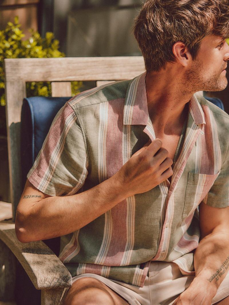 Short-Sleeve Hemp Blend Camp Shirt - Forest Isle Stripe Product Image