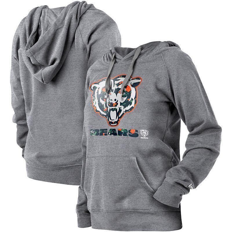 Womens New Era Gray Chicago Bears Floral Raglan Pullover Hoodie Product Image