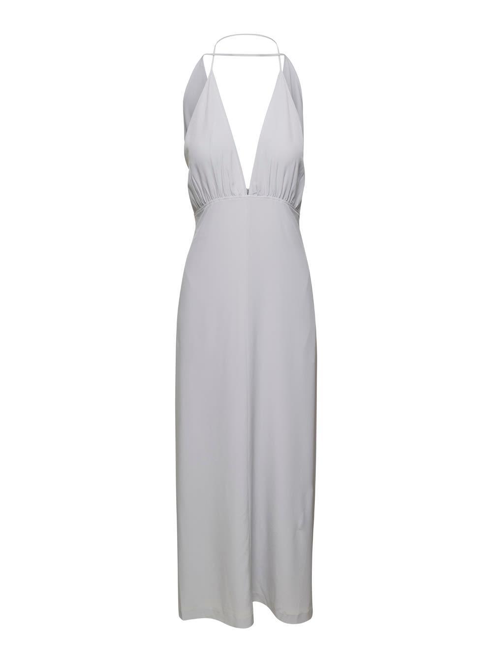 TOTÊME Light-blue Halterneck Midi Dress In Silk Woman In Light Blue Product Image