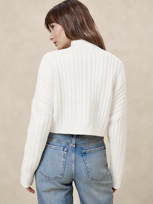 Cropped Cable Turtleneck Sweater Product Image