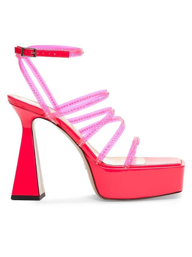 Womens PVC Crystal-Embellished Platform Sandals Product Image