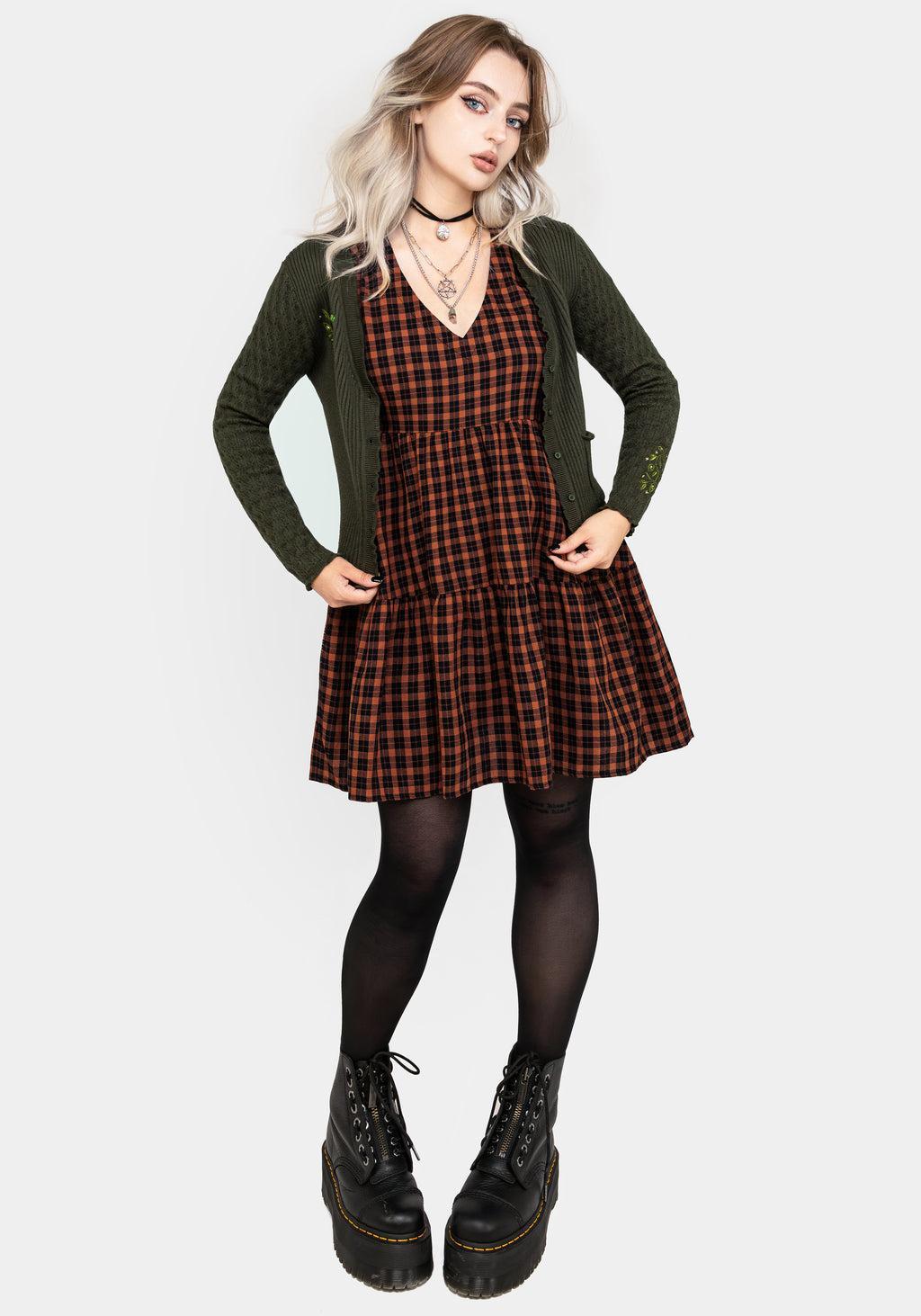 Terra Check Mini Smock Dress - Orange Product Image