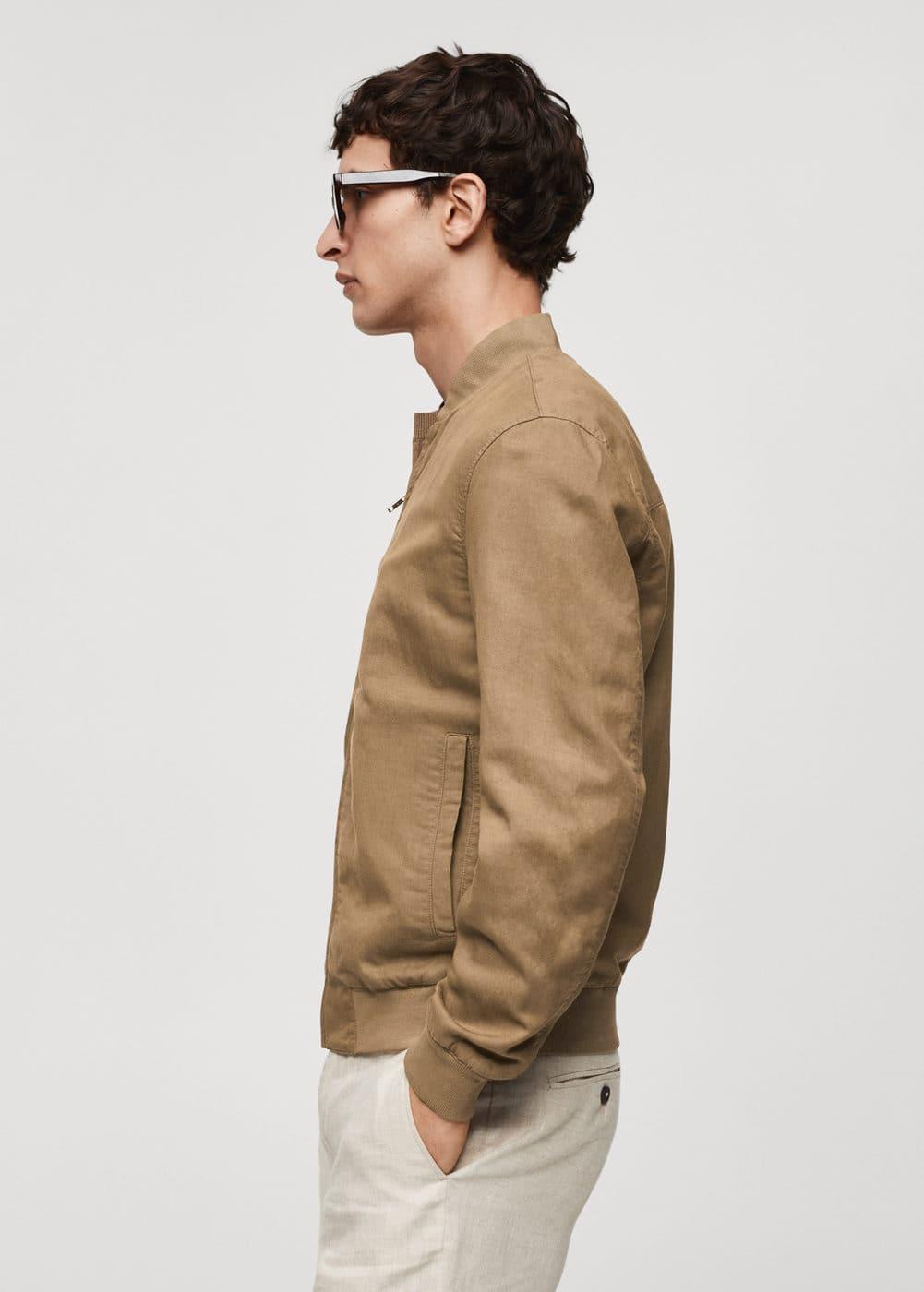 MANGO MAN - Linen lyocell bomber jacket tobacco brownMen Product Image