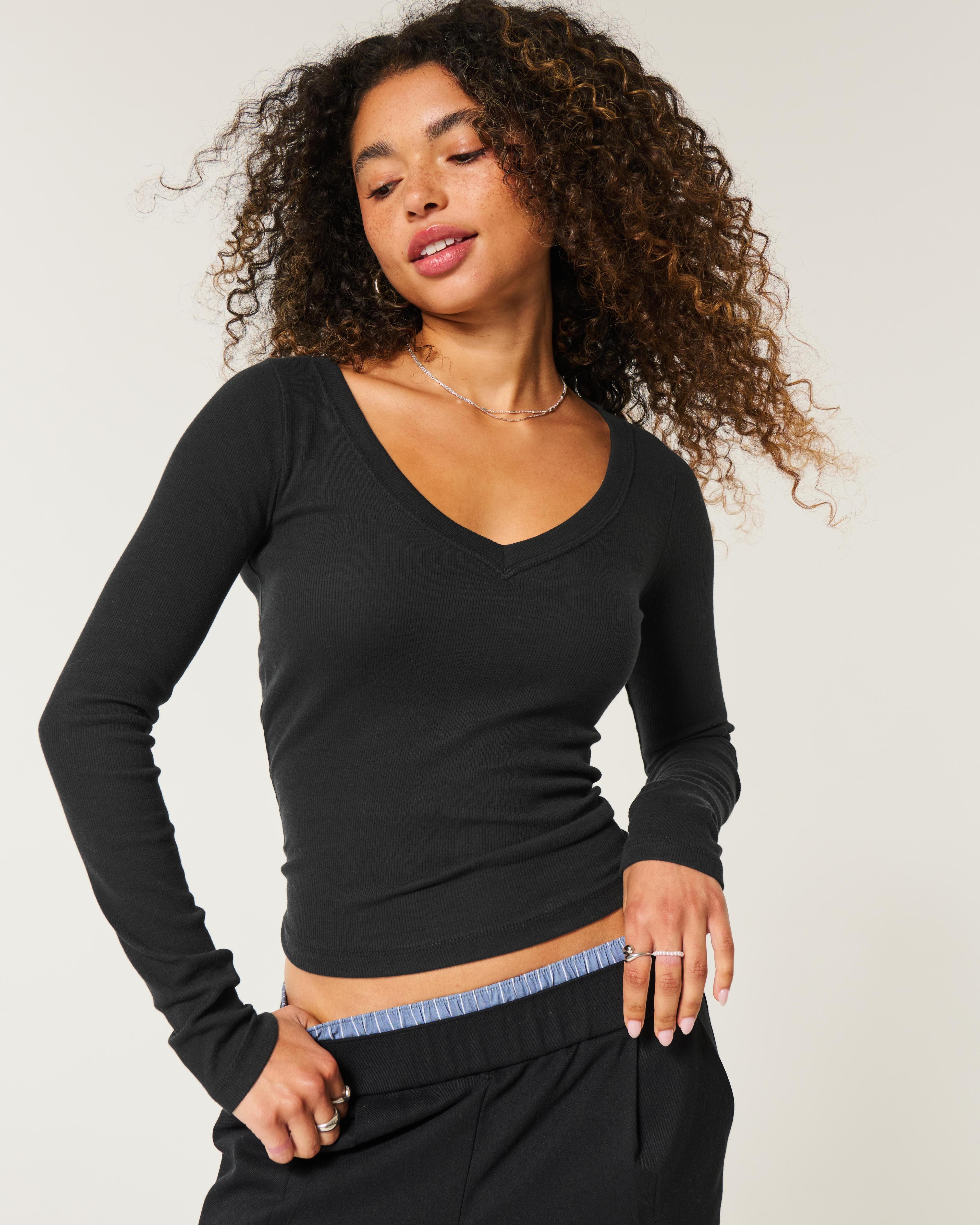 Long-Sleeve V-Neck Top Product Image