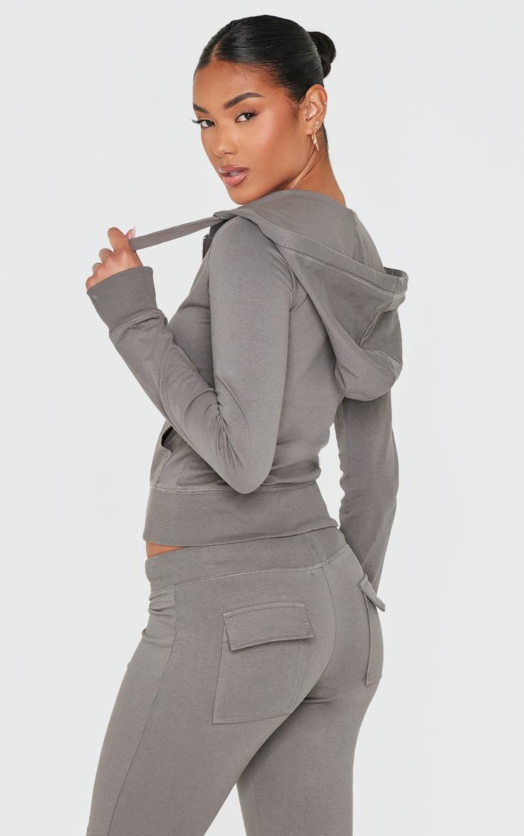 Charcoal Zip Up Fitted Track Top Product Image