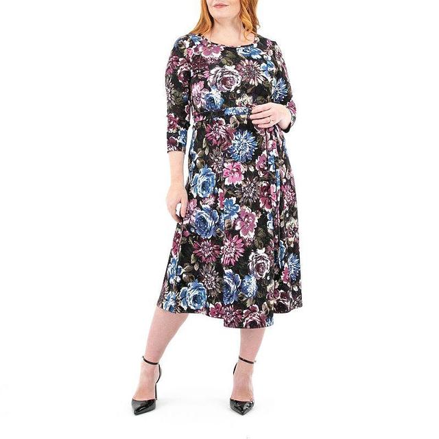 Womens Nina Leonard Sylvia Print Midi Dress Product Image