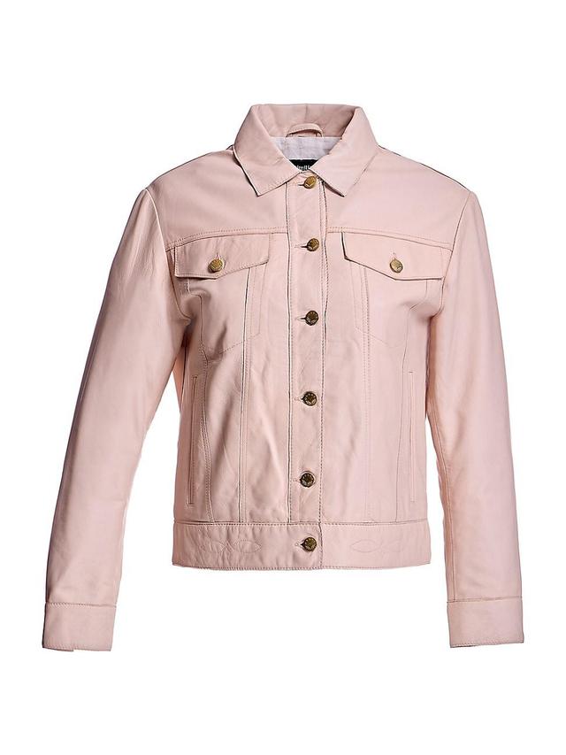 Womens Leather Buttondown Shirt Jacket Product Image