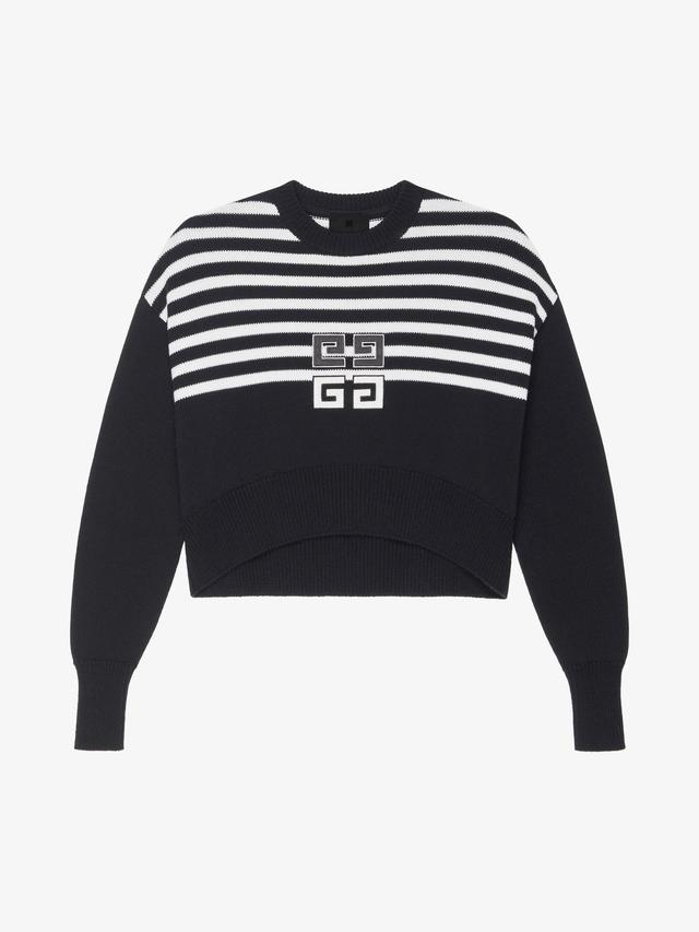 4G striped cropped sweater in cotton Product Image