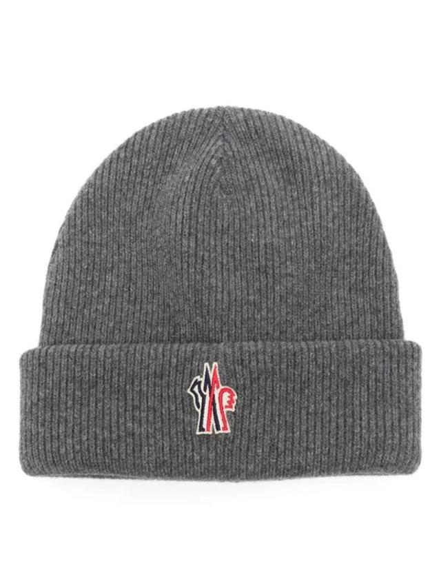 MONCLER Wool Beanie Hat In Grey Product Image