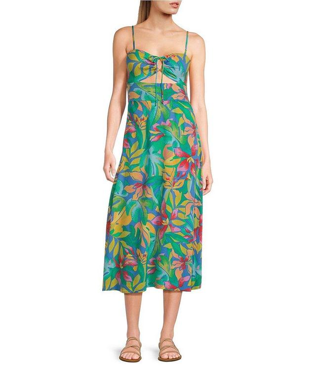 Billabong Red Hot Tropical Floral Printed Midi Dress Product Image