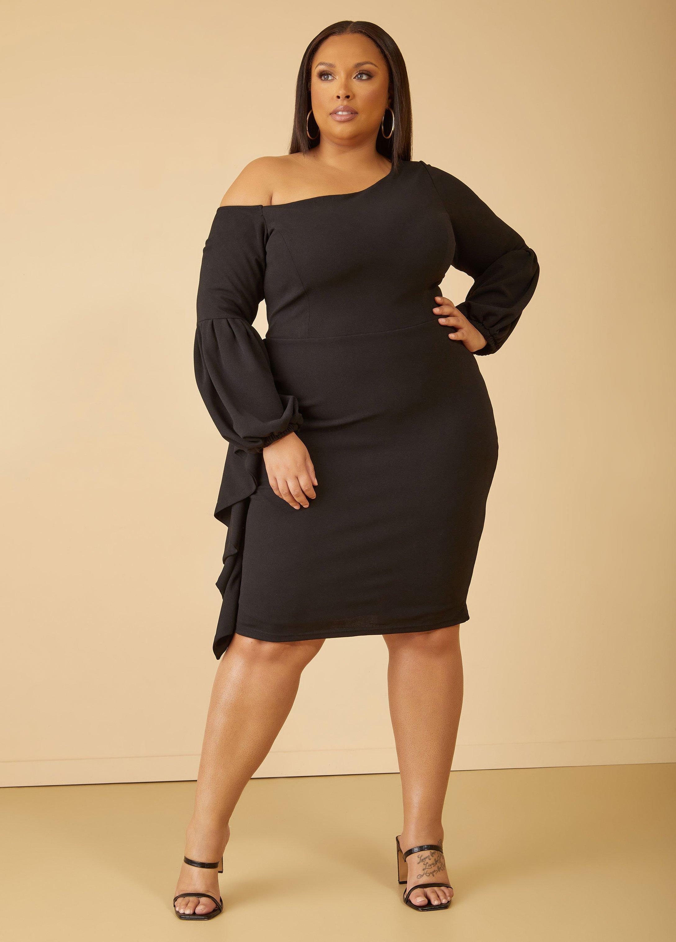 Plus Size Draped Off The Shoulder Dress Ashley Stewart Product Image