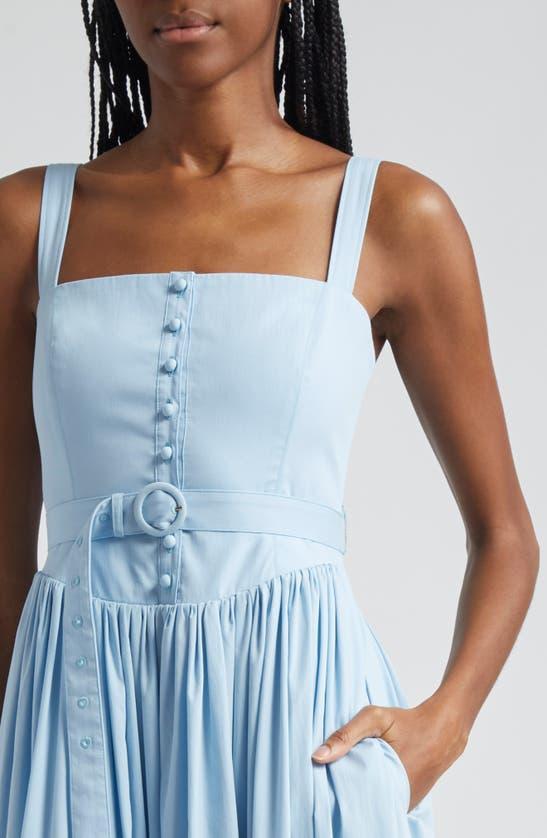 Amber Belted Poplin Midi Pinafore Dress In Skylight Product Image