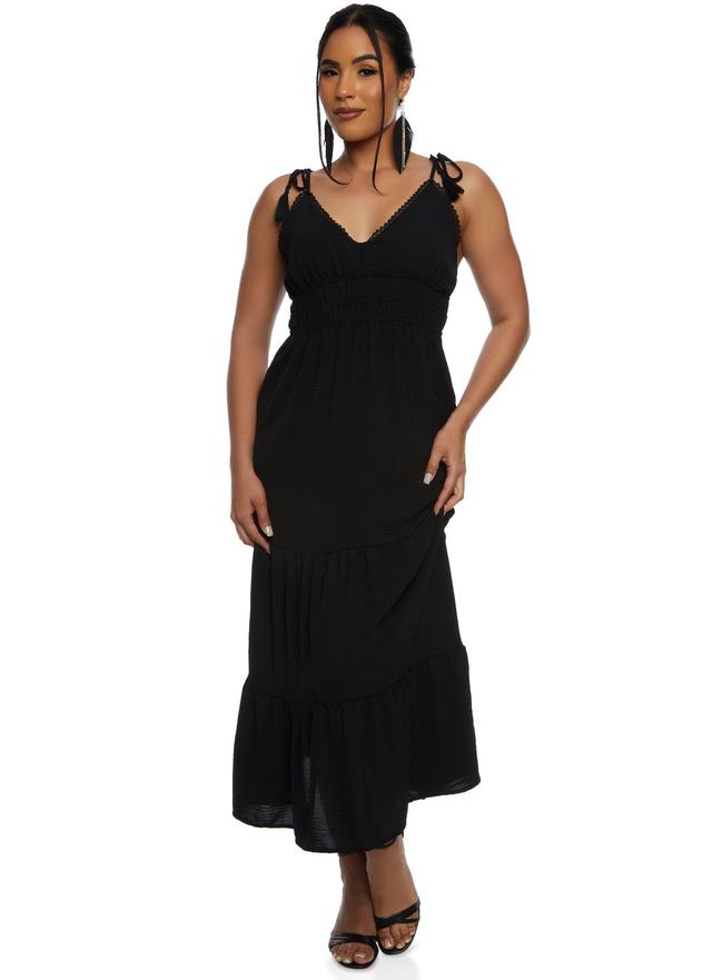 Womens Almost Famous Crochet Trim Tiered Maxi Dress Product Image