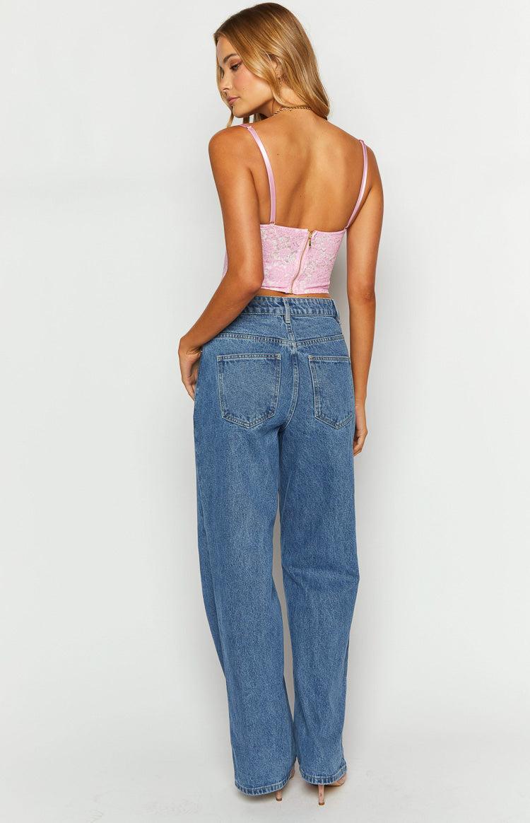 Calliope Mid Wash Mid Rise Slouchy Jeans Product Image