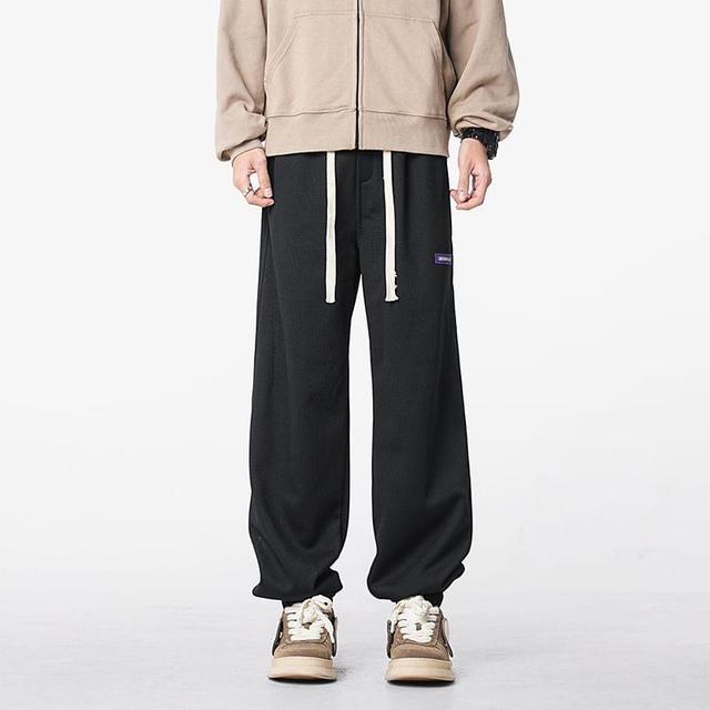 Drawstring Waist Plain Fleece-Lined Straight Leg Sweatpants Product Image