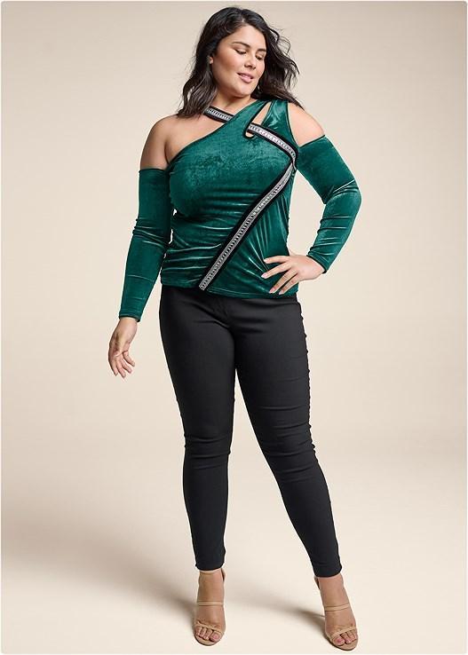 Embellished Velvet Long Sleeve Top Product Image