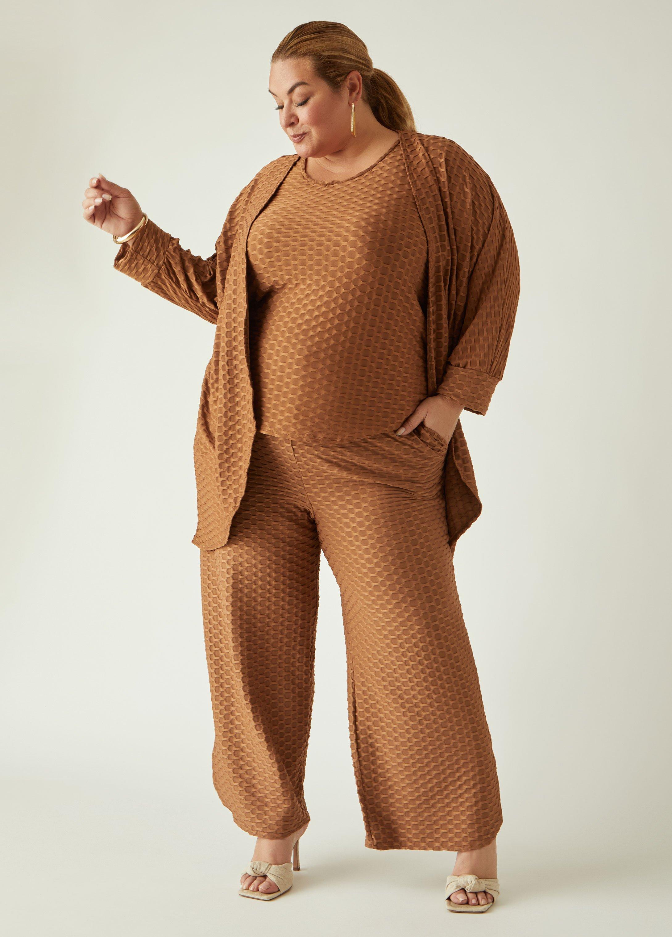 Plus Size Honeycomb Knit Wide Leg Pants Ashley Stewart Product Image