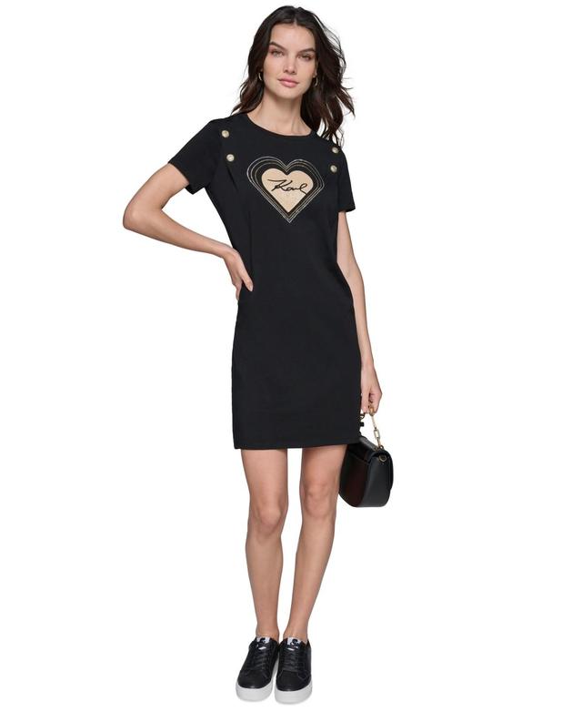 Women's Embellished Heart T-Shirt Dress Product Image