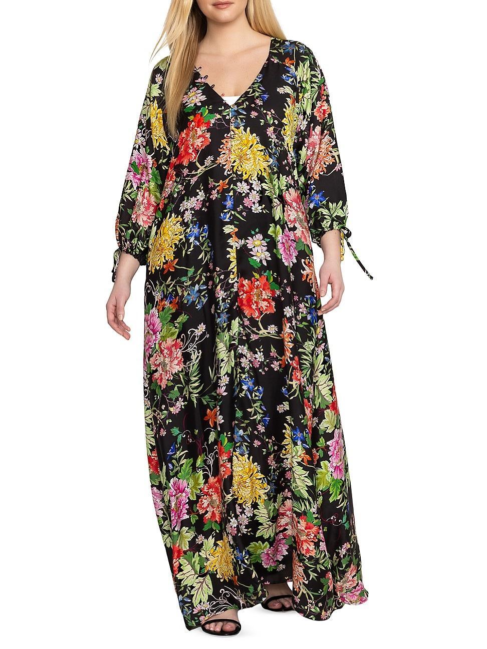 Womens Floral Silk-Blend Maxi Dress Product Image