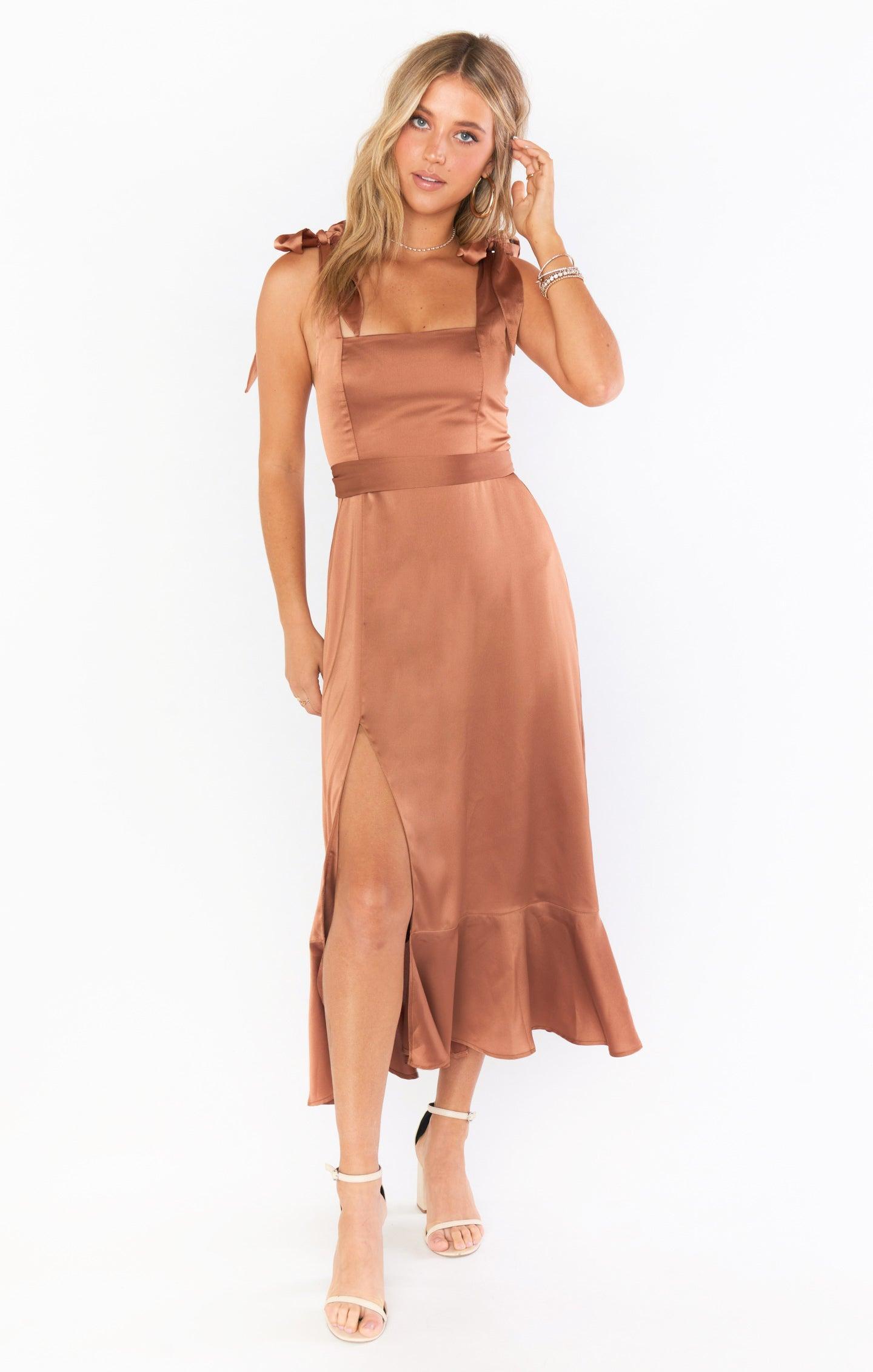 Claire Midi Dress ~ Copper Luxe Satin Product Image