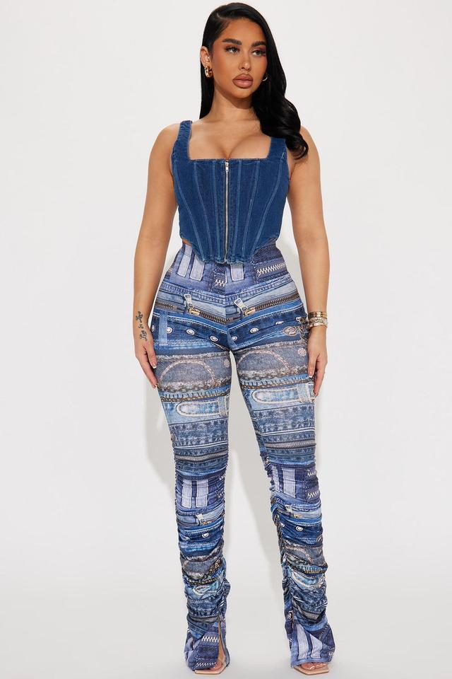 Denim Baddie Stacked Pant - Blue/combo Product Image