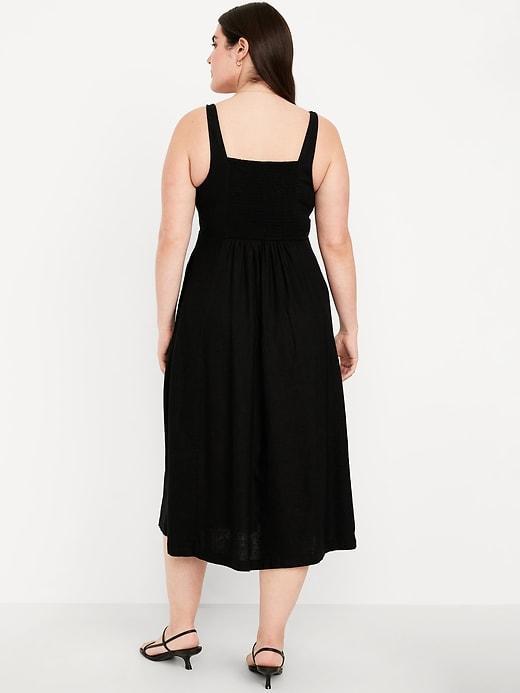 Fit &amp; Flare Linen-Blend Midi Dress Product Image