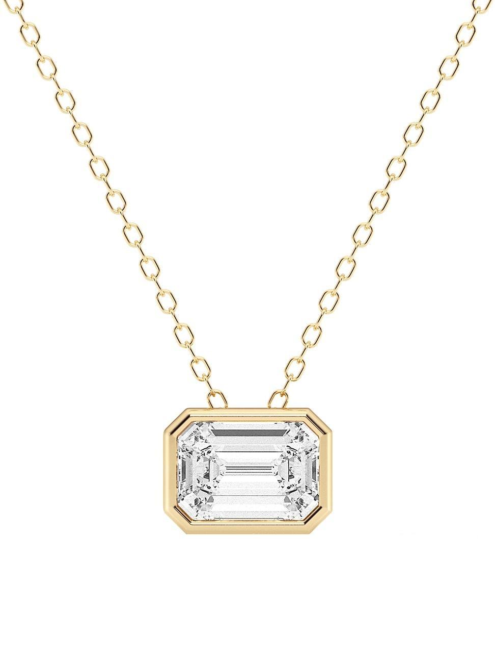 Womens 14K Yellow Gold & 1.5 TCW Emerald-Cut Lab-Grown Diamond Pendant Necklace Product Image