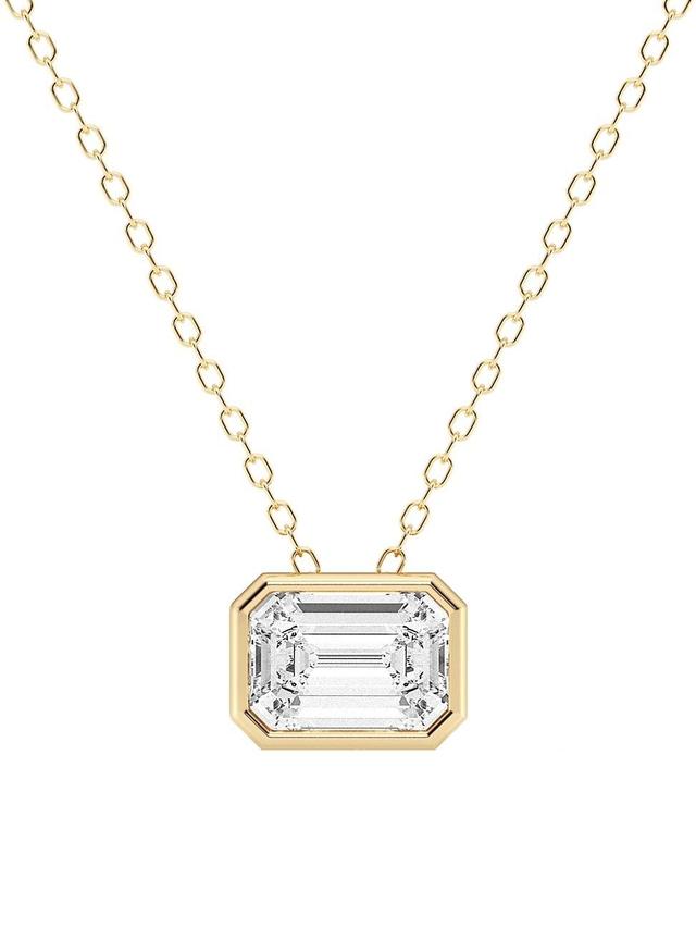 Womens 14K Yellow Gold & 1.5 TCW Emerald-Cut Lab-Grown Diamond Pendant Necklace Product Image