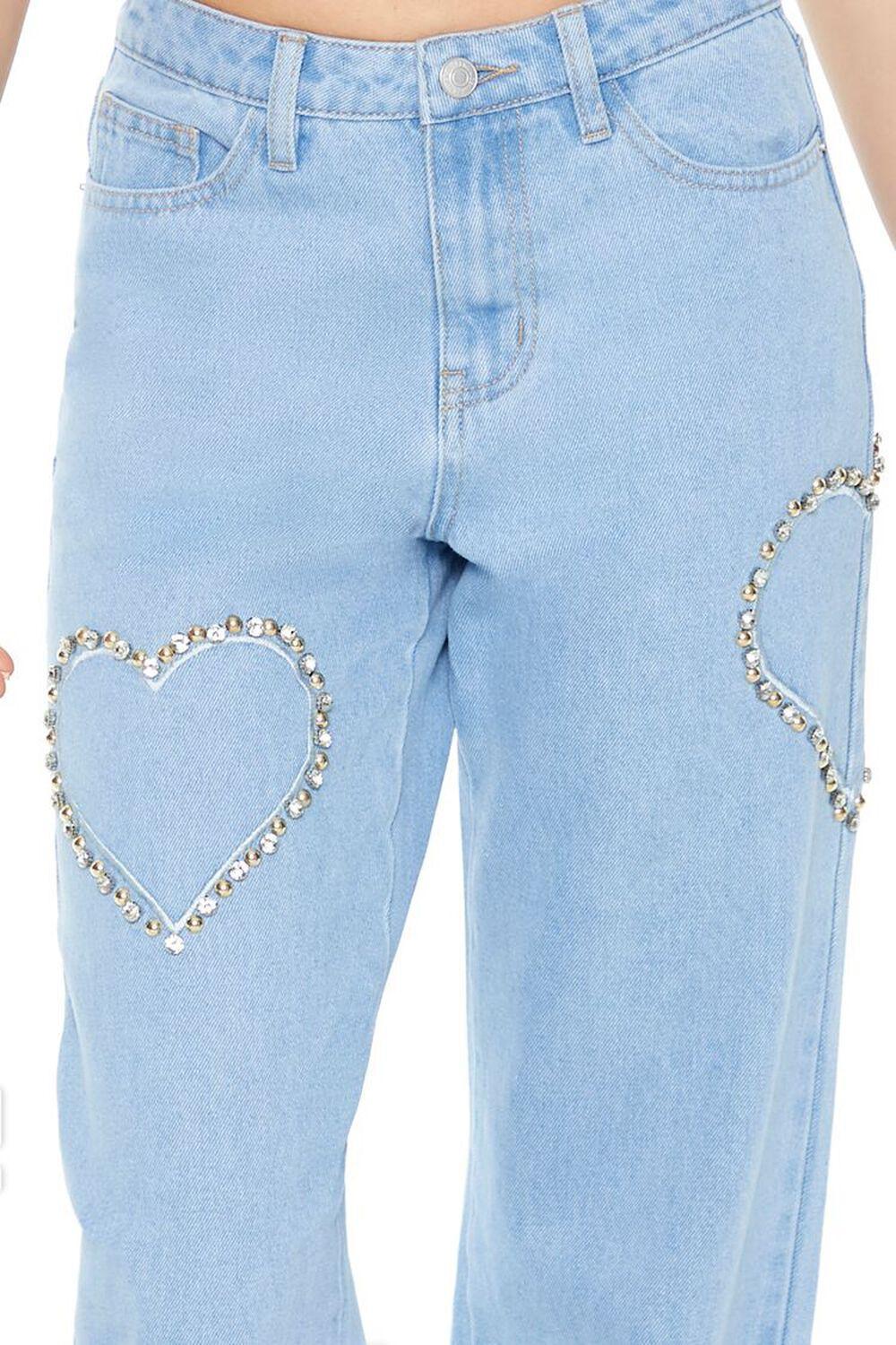 Rhinestone Heart Straight Jeans | Forever 21 Product Image