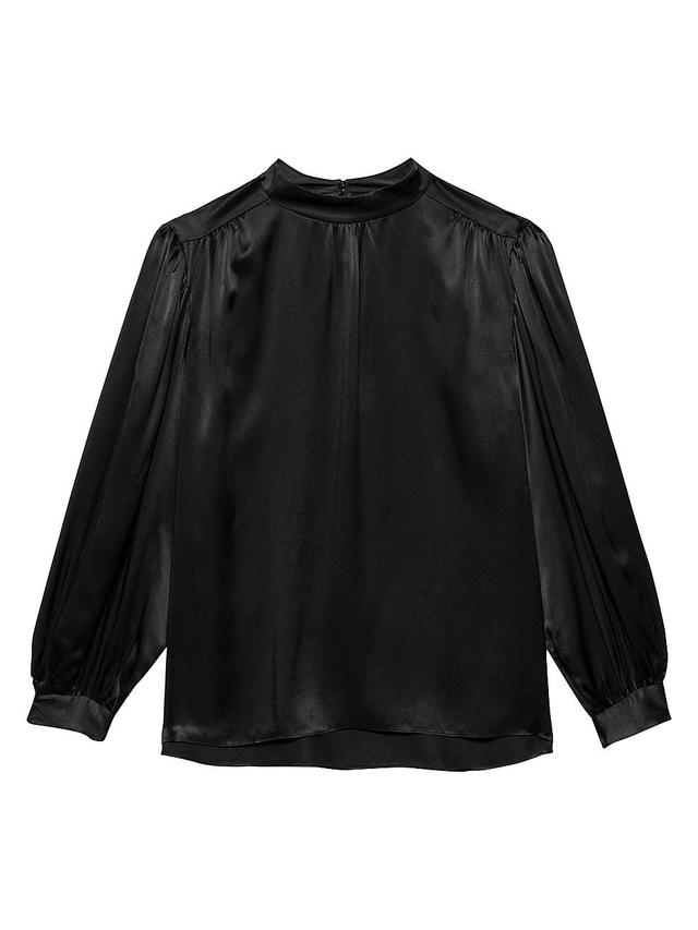 Womens Silk Mockneck Blouse Product Image