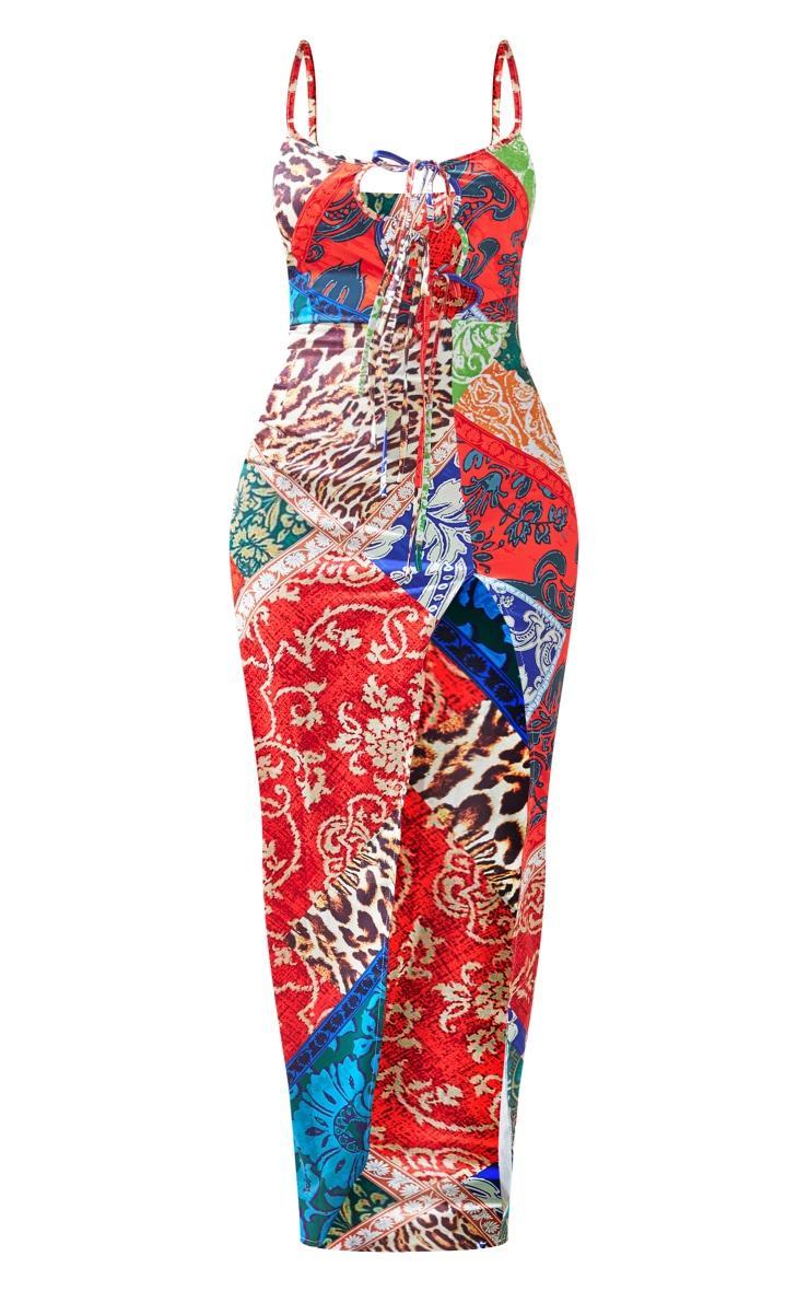 Multi Multi Paisley Print Asymmetric Tie Strappy Midaxi Dress Product Image