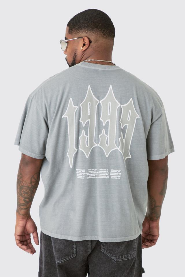 Plus 1999 Graphic Back Print T-shirt In Grey | boohooMAN USA Product Image