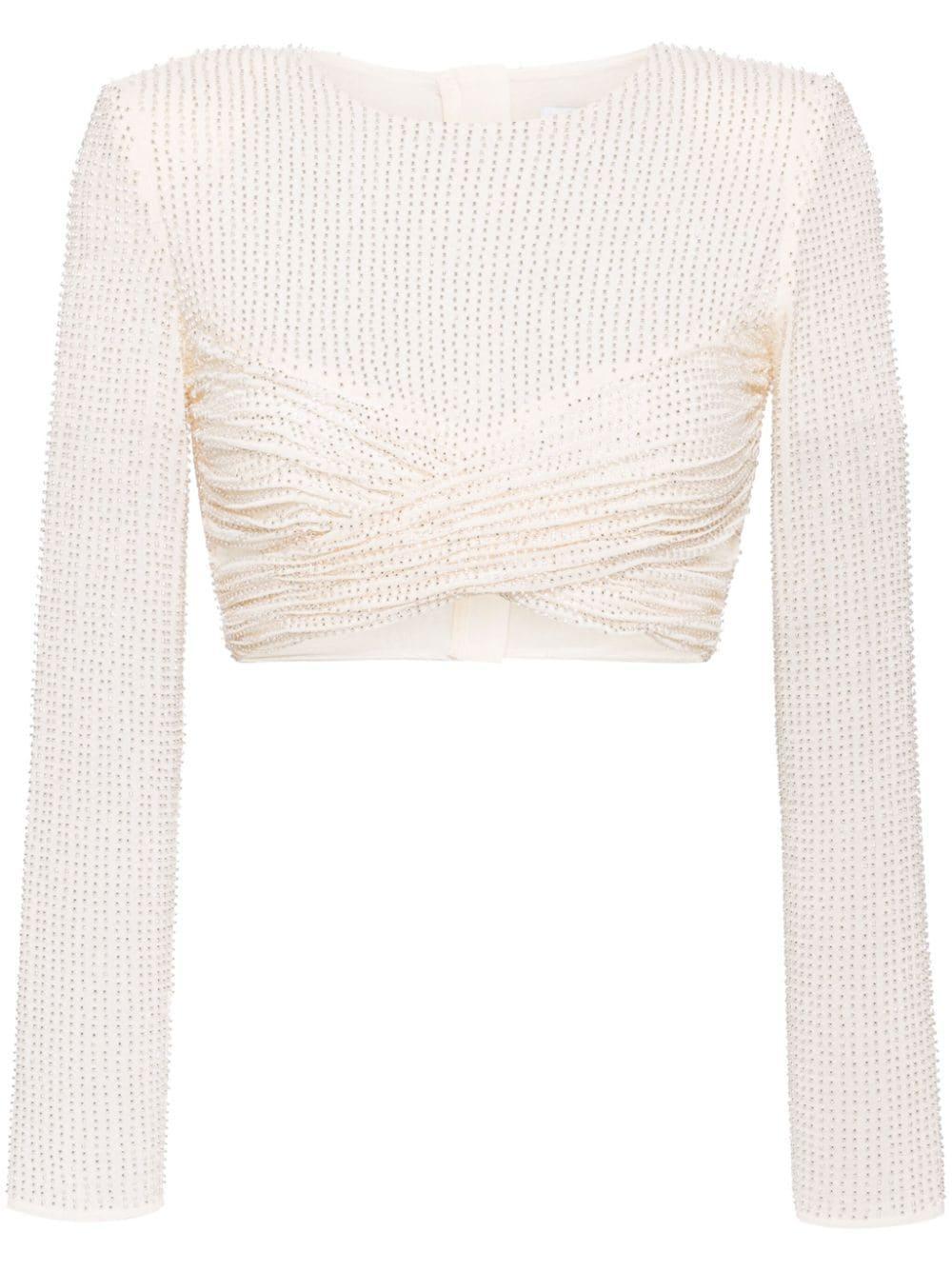 Bead-embellished Crop Top In Neutrals Product Image