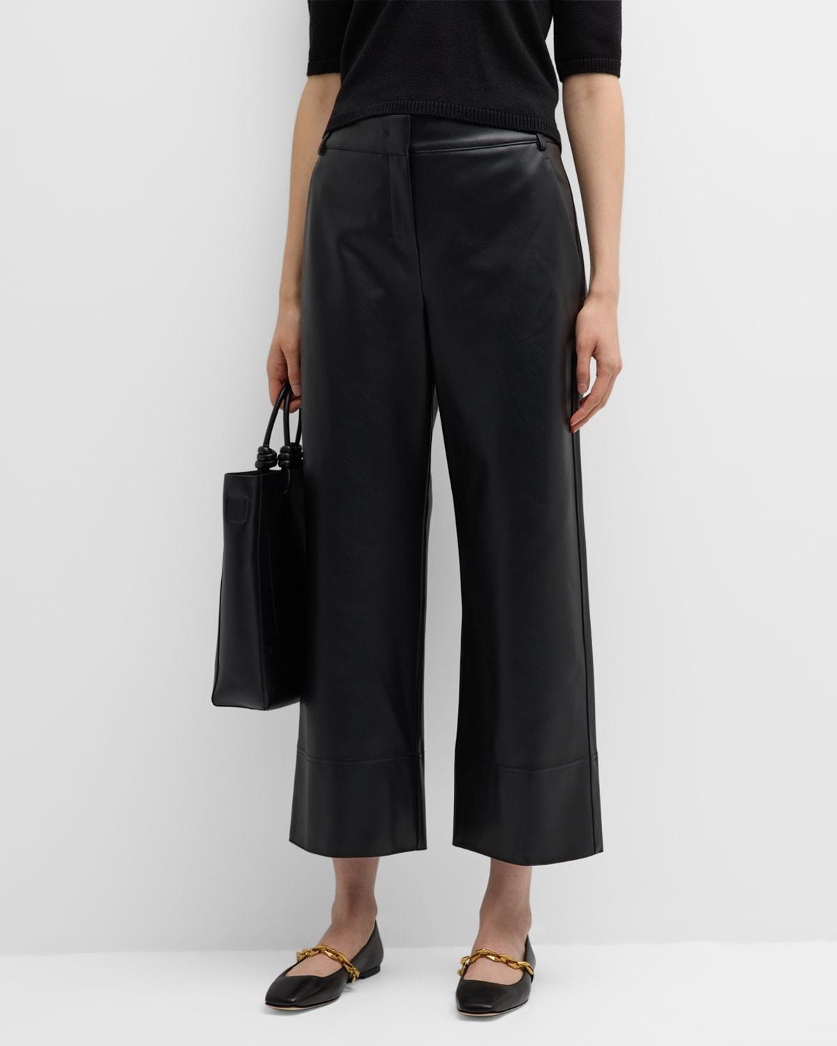 Soprano Bootcut Faux Leather Cropped Trousers Product Image