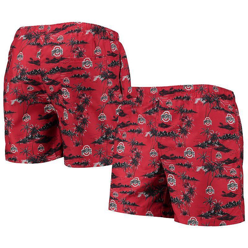 Mens FOCO Scarlet Ohio State Buckeyes Island Palm Swim Trunks Product Image