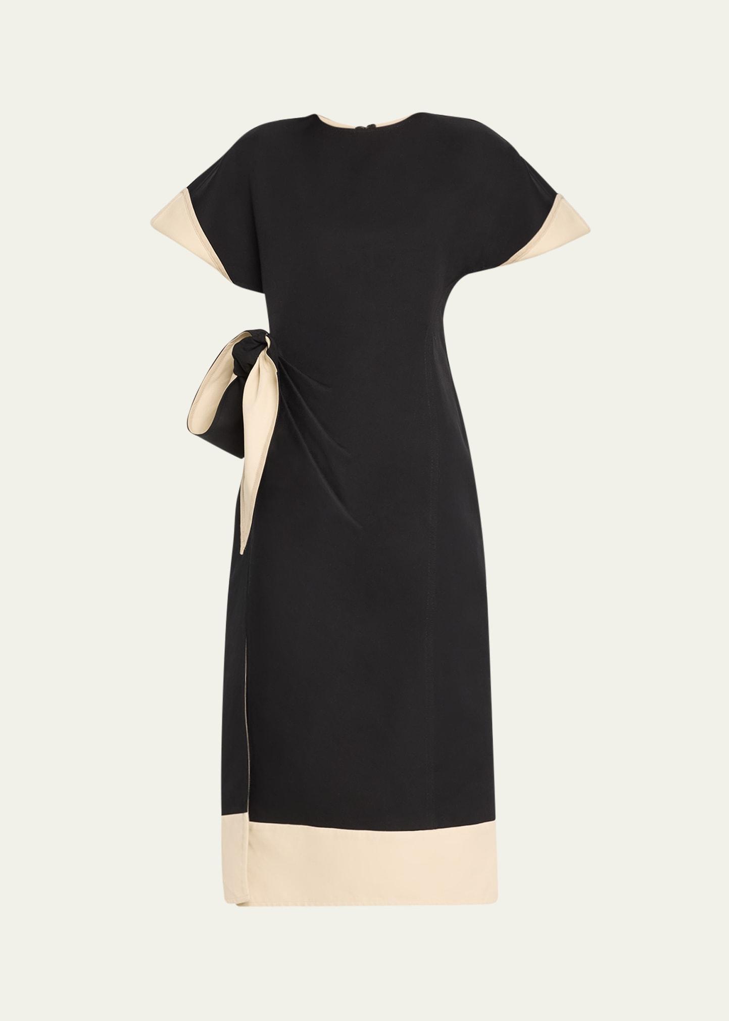 Sash and Slit Contrast Midi Dress Product Image