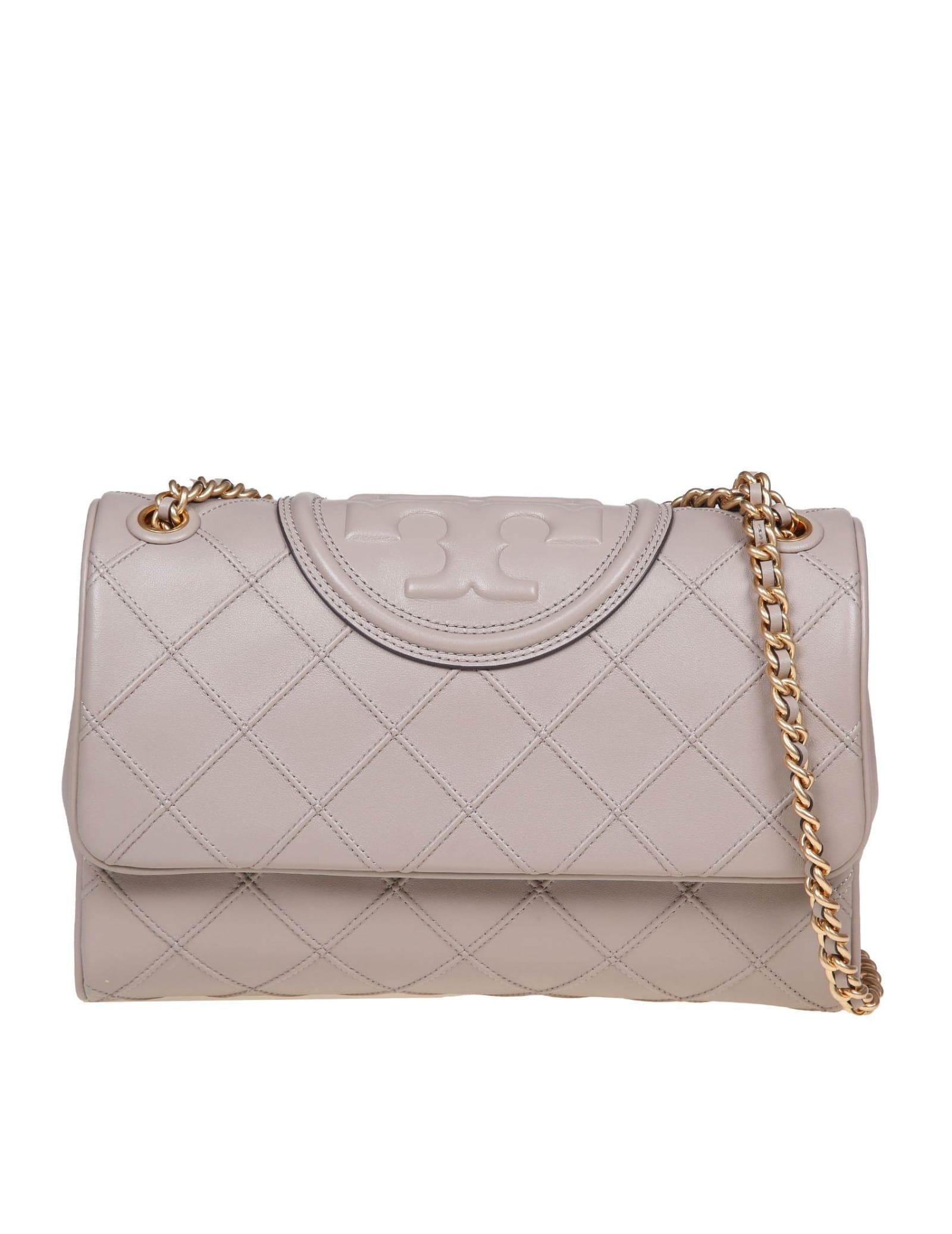 TORY BURCH Leather Shoulder Bag In Beige Product Image