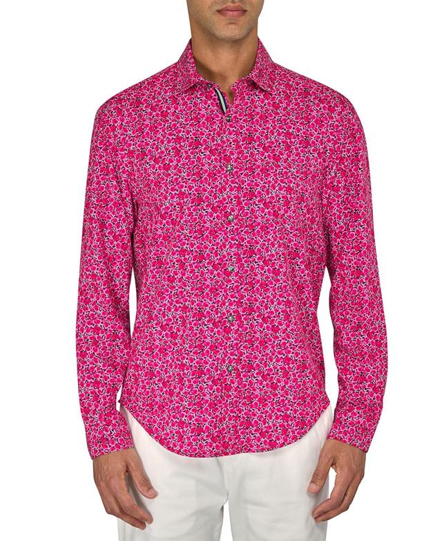 Society of Threads Mens Regular-Fit Non-Iron Performance Stretch Rose-Print Button-Down Shirt Product Image