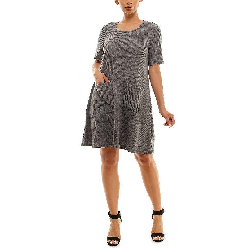 Womens Nina Leonard Brushed Ribbed Trapeze Dress Product Image