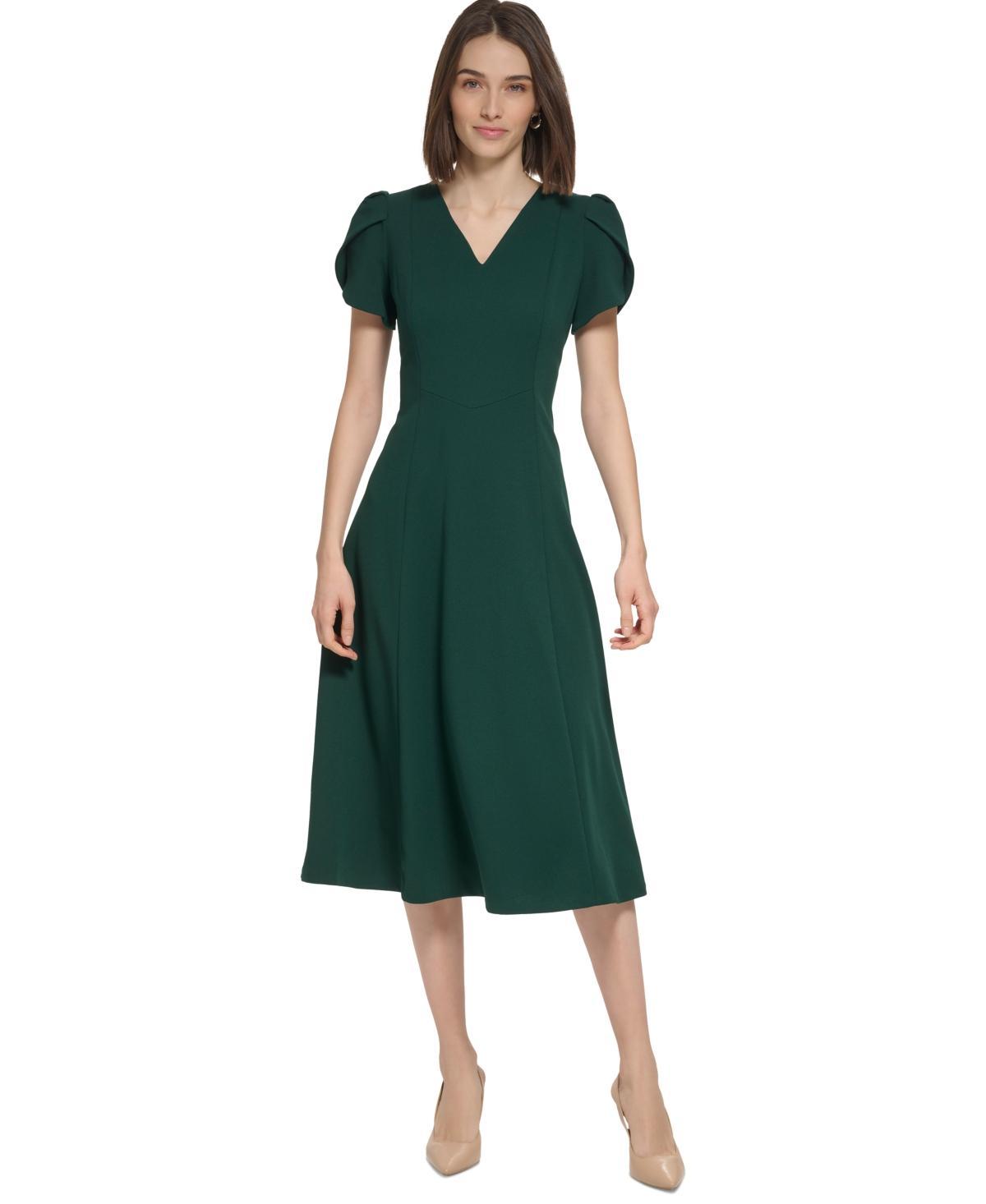 Women's Jewel-Neck Tulip-Sleeve Dress Product Image