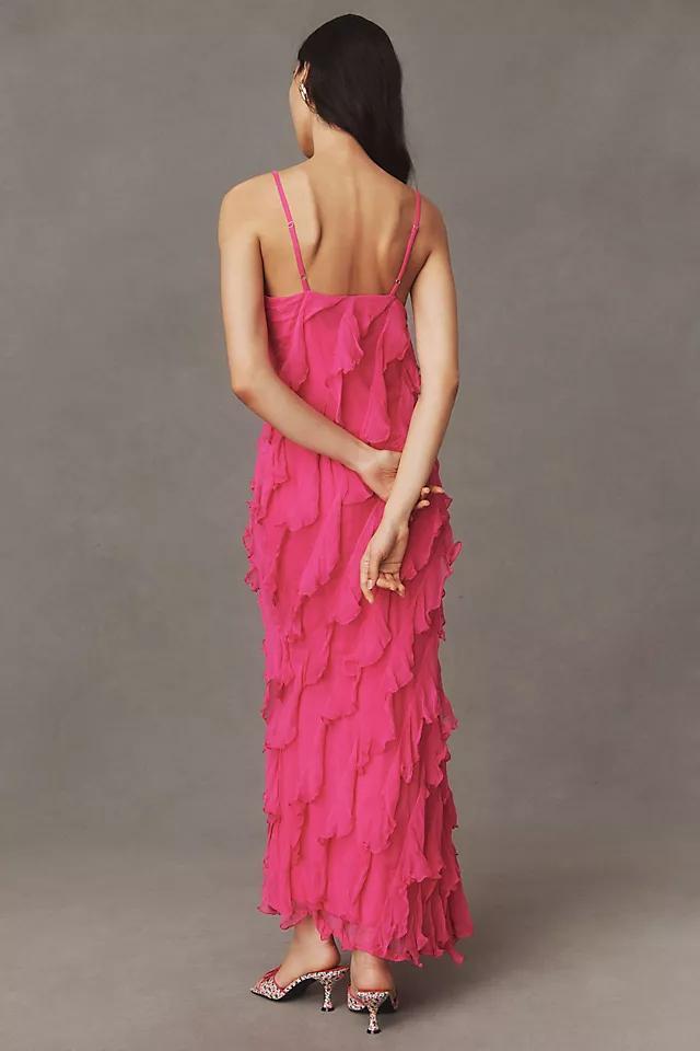 BHLDN Jia Bias-Cut Ruffled V-Neck Gown Product Image