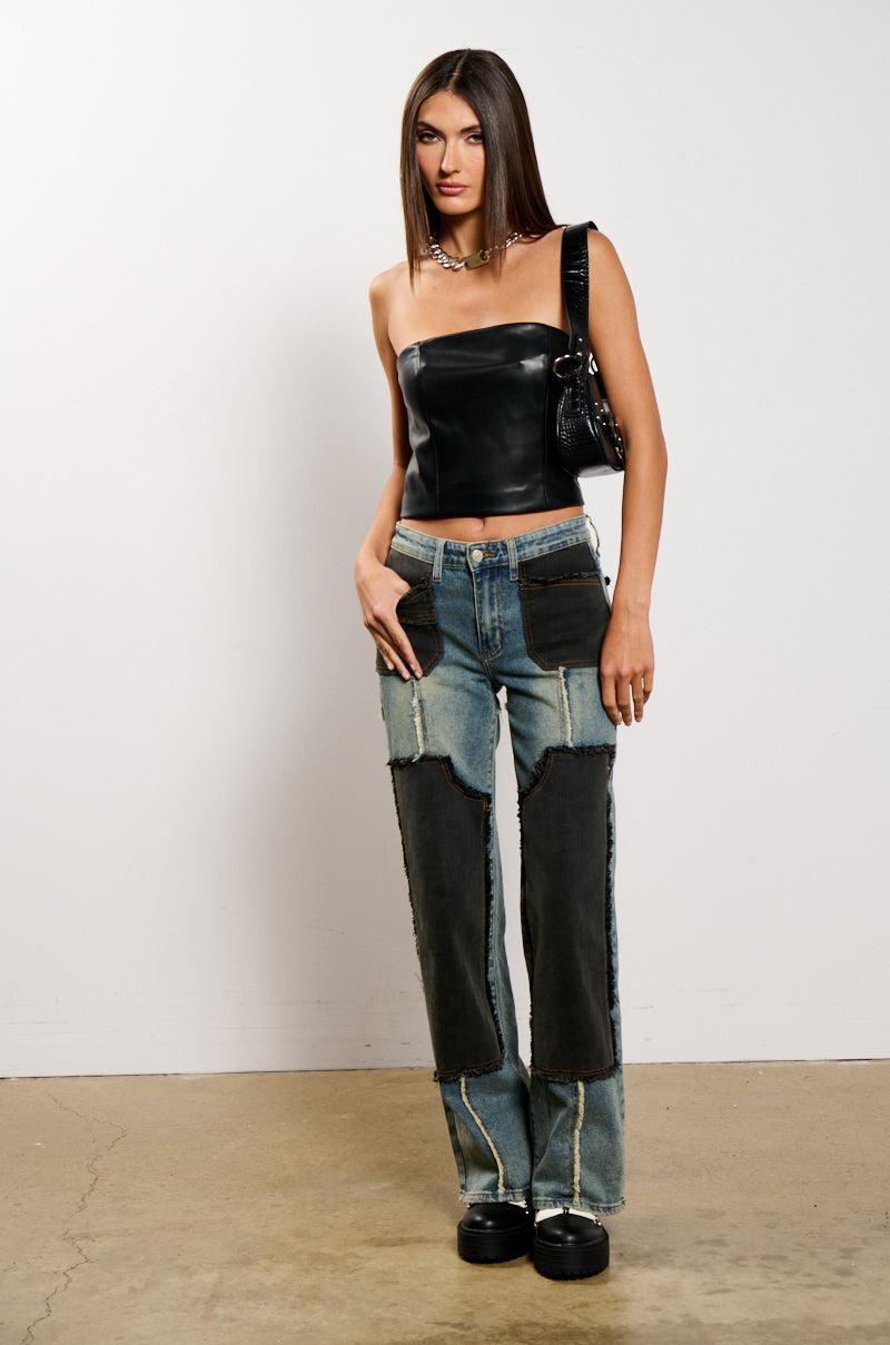 DEEP IN THE BOTTOM DISTRESSED DENIM PANT Product Image