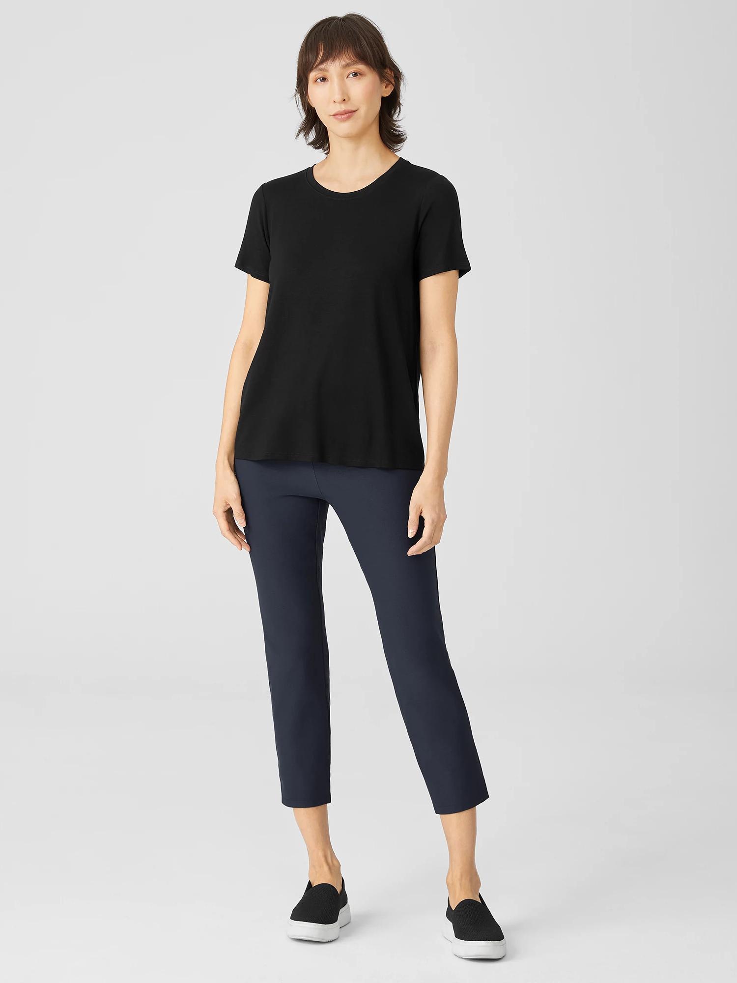 EILEEN FISHER Washable Stretch Crepe Pant with Slitsfemale Product Image