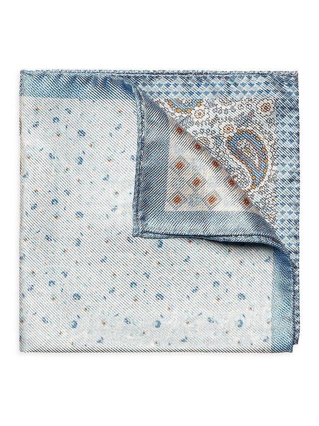 Men's Paisley-Print Tussah Silk Pocket Square Product Image