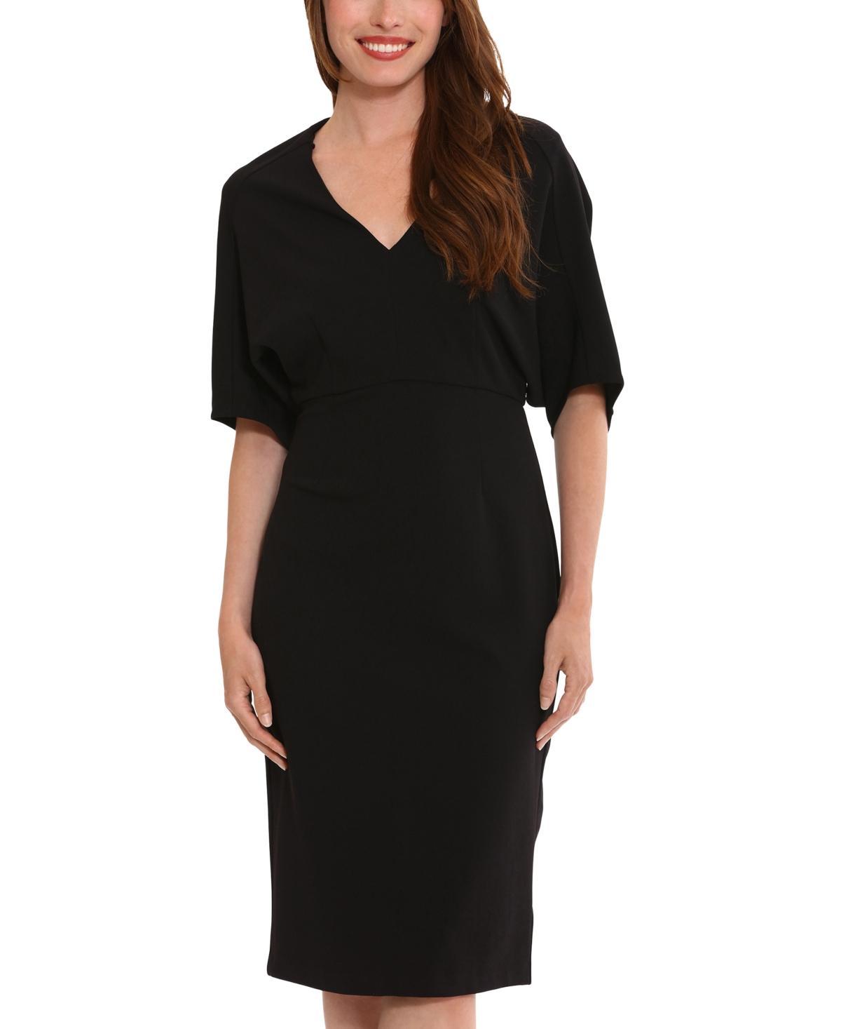 London Times Womens V-Neck Scuba-Crepe Midi Dress Product Image