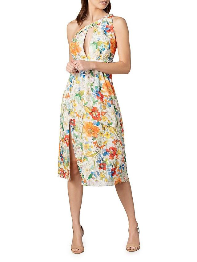 Womens Mena Asymmetric Chiffon Cut-Out Dress - Canary Multi - Size XL - Canary Multi - Size XL Product Image