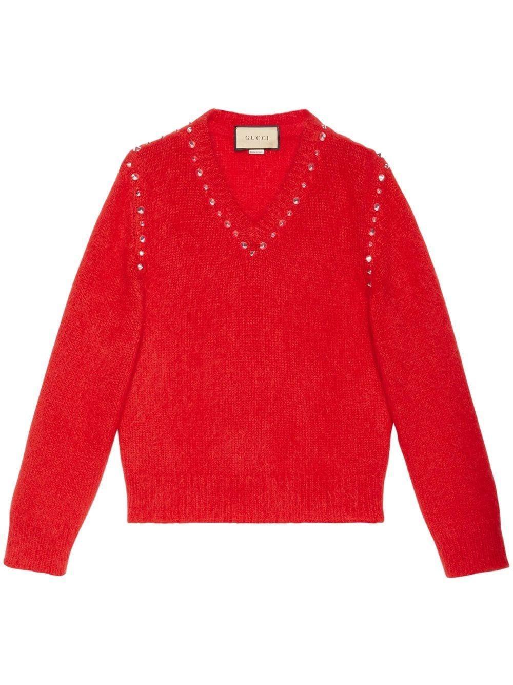 Mohair Studded Jumper In Red Product Image