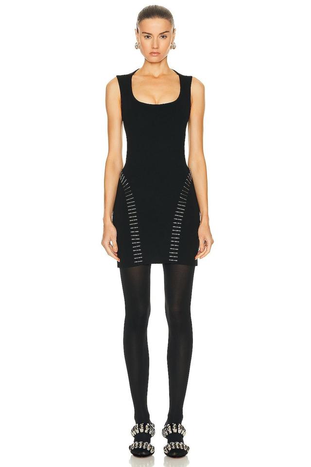 ALAÏA - Pin-Detailed Wool-Blend Mini Dress - Black - FR 34 - Moda Operandi Product Image